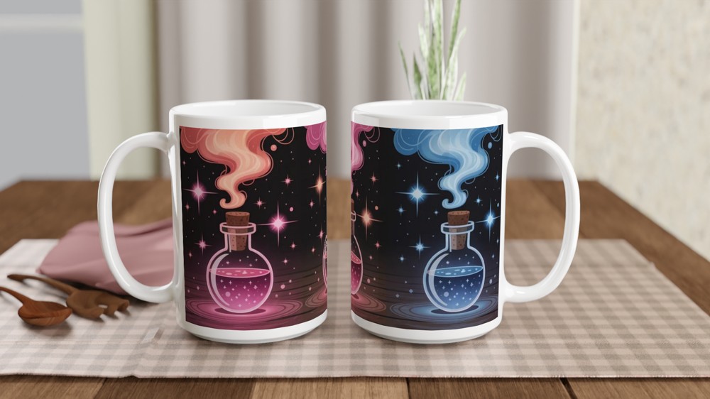 Gender Alchemy Mug | Witchy Gothic Gift | Trans Pride Present | Mystical Potion Bottle Coffee Cup for Best Friend — view 2