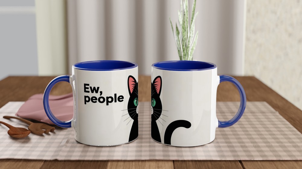 Funny Cat Mug | Ew People Black Cat Gift | Humorous Cat Lover Present | Rude Mug for Best Friend — view 4