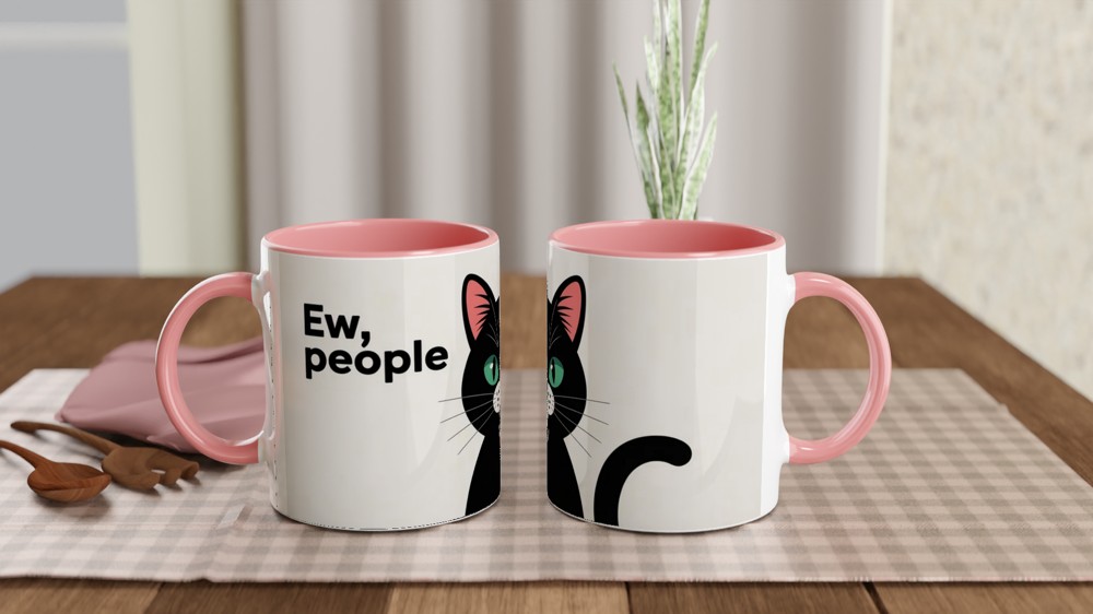Funny Cat Mug | Ew People Black Cat Gift | Humorous Cat Lover Present | Rude Mug for Best Friend — view 6