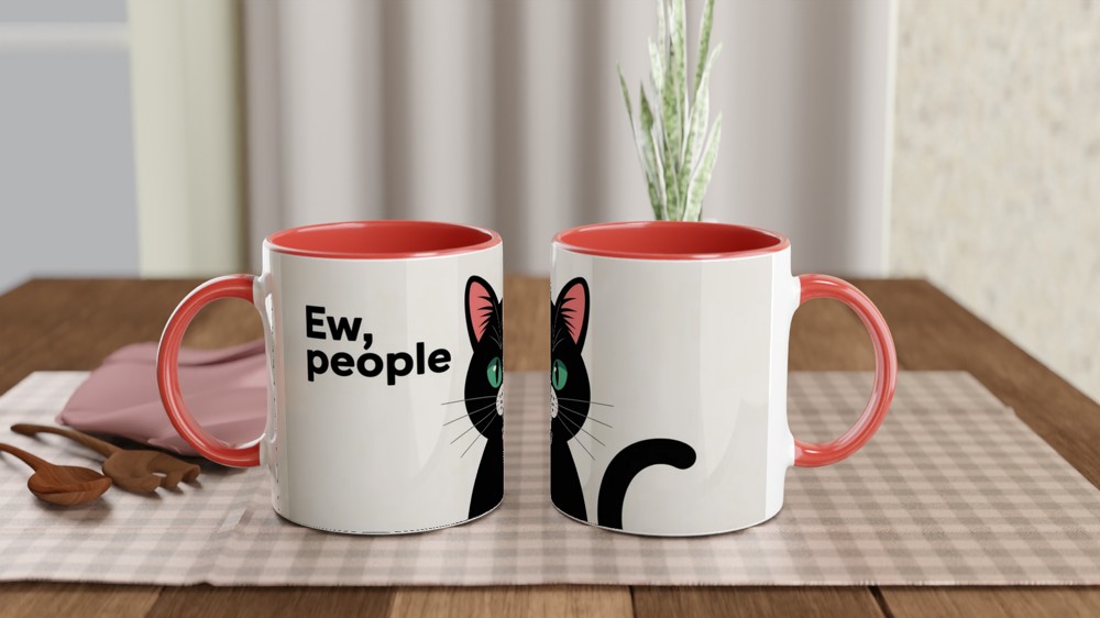 Funny Cat Mug | Ew People Black Cat Gift | Humorous Cat Lover Present | Rude Mug for Best Friend — view 7