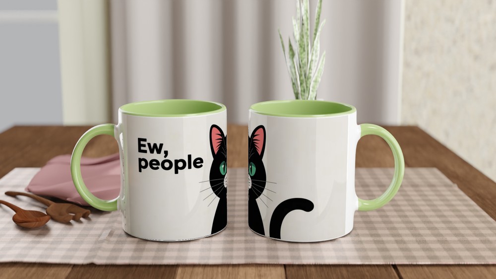 Funny Cat Mug | Ew People Black Cat Gift | Humorous Cat Lover Present | Rude Mug for Best Friend — view 5