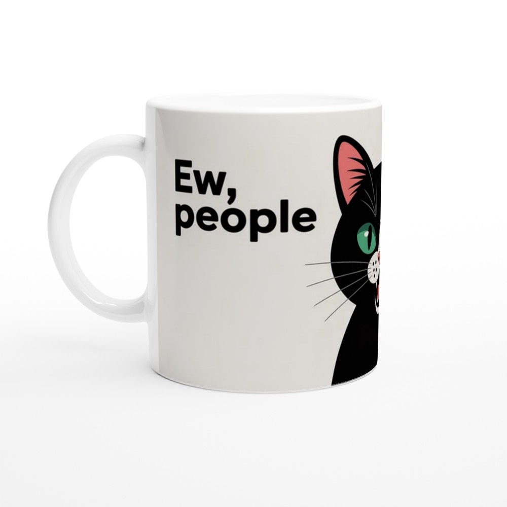 Funny Cat Mug | Ew People Black Cat Gift | Humorous Cat Lover Present | Rude Mug for Best Friend — view 10