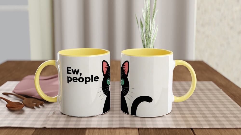 Funny Cat Mug | Ew People Black Cat Gift | Humorous Cat Lover Present | Rude Mug for Best Friend — view 8