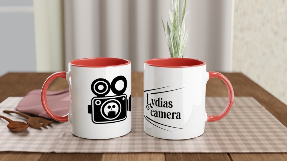 Beetlejuice Mug | Lydia's Camera Gothic Design | Musical Theatre Gift | Retro Ghostly Camera Present — view 7