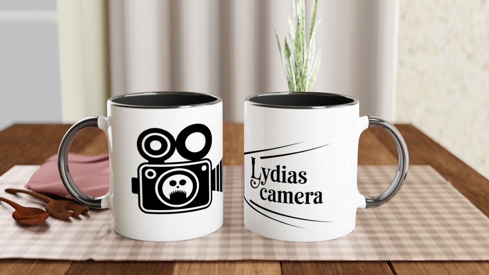 Beetlejuice Mug | Lydia's Camera Gothic Design | Musical Theatre Gift | Retro Ghostly Camera Present — view 9