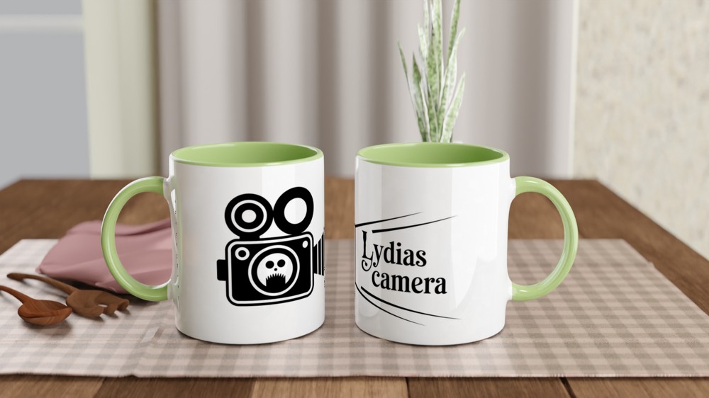 Beetlejuice Mug | Lydia's Camera Gothic Design | Musical Theatre Gift | Retro Ghostly Camera Present — view 5