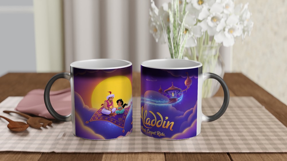 Aladdin Mug | 'Magic Carpet Ride' Quote | Musical Theatre Gift | Anniversary Present for Couples — view 3