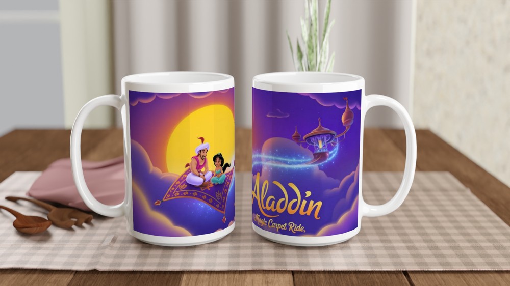 Aladdin Mug | 'Magic Carpet Ride' Quote | Musical Theatre Gift | Anniversary Present for Couples — view 2