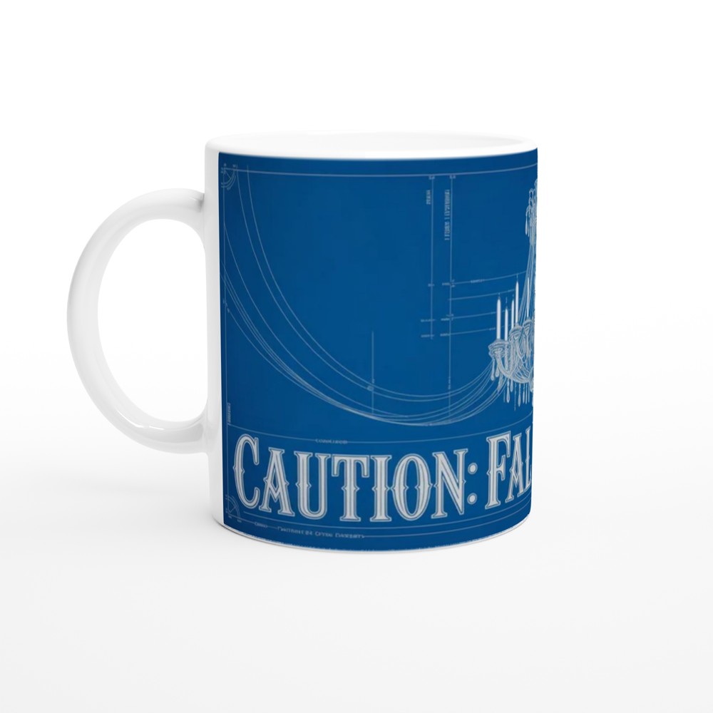 Caution Falling Hazard Chandelier Blueprint Mug — view 10