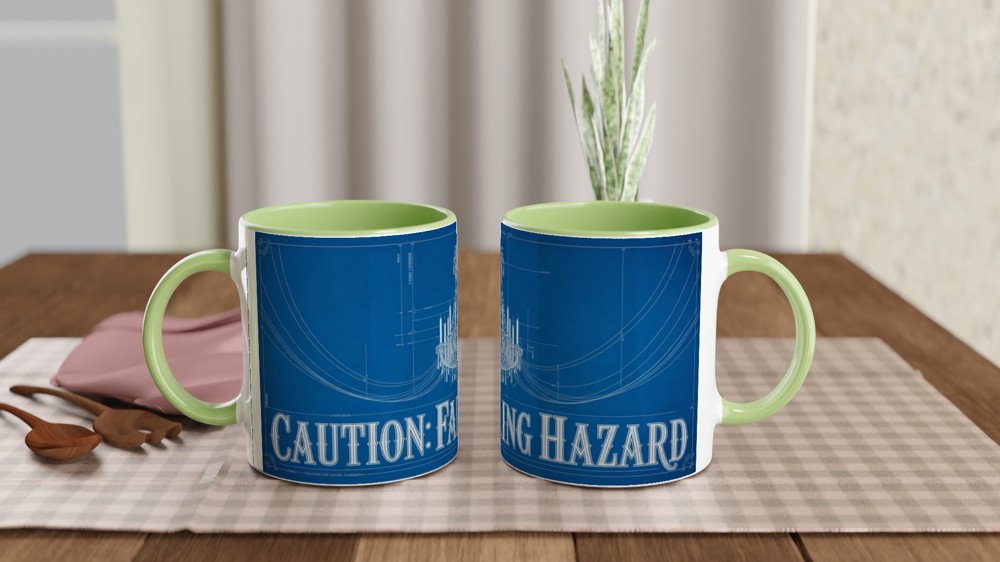 Caution Falling Hazard Chandelier Blueprint Mug — view 5