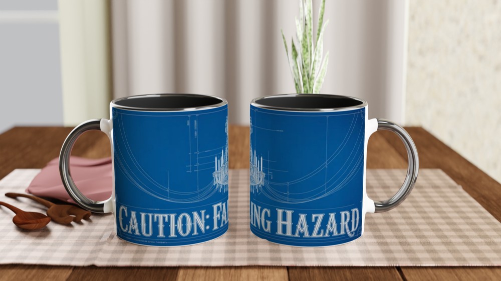 Caution Falling Hazard Chandelier Blueprint Mug — view 9