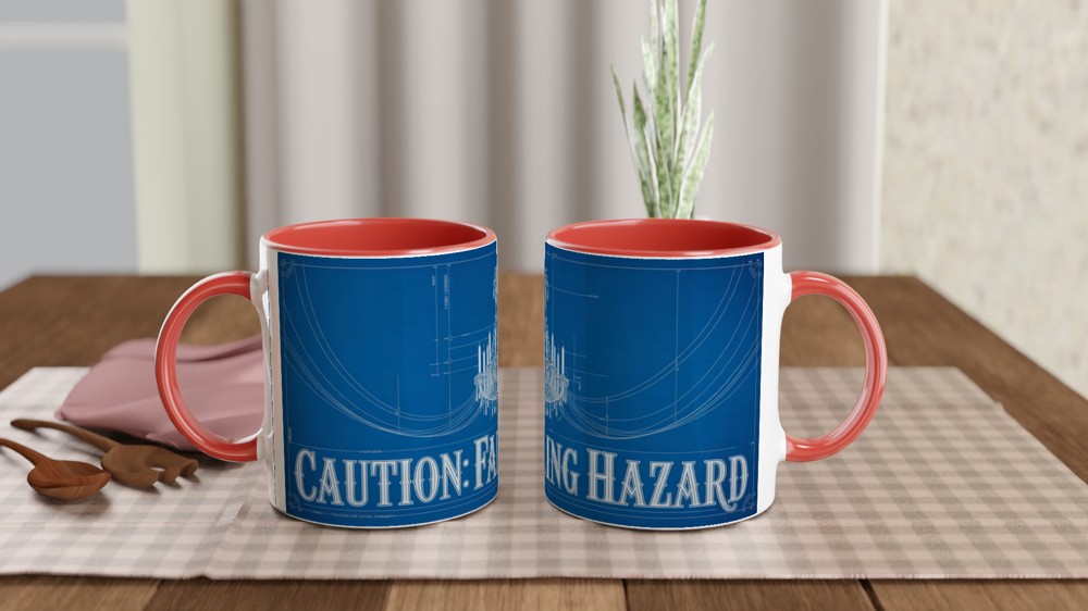 Caution Falling Hazard Chandelier Blueprint Mug — view 7