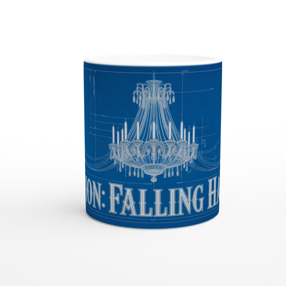 Caution Falling Hazard Chandelier Blueprint Mug — view 11