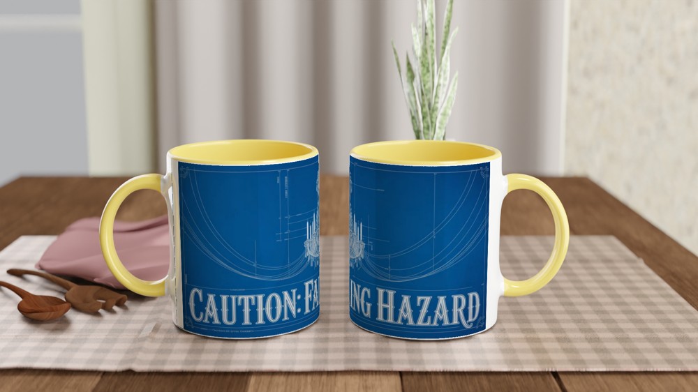 Caution Falling Hazard Chandelier Blueprint Mug — view 8