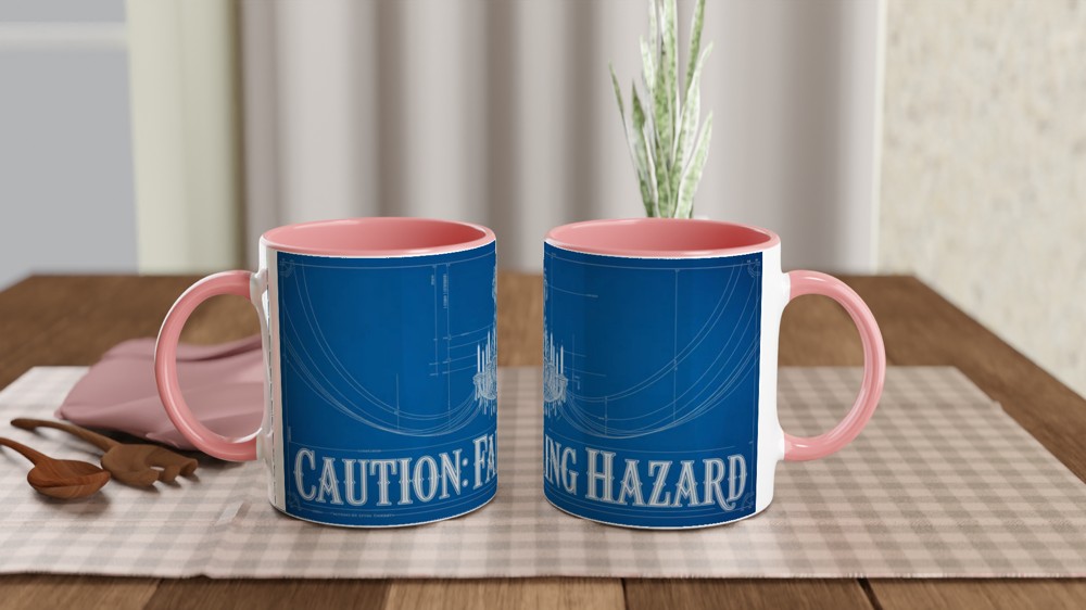 Caution Falling Hazard Chandelier Blueprint Mug — view 6