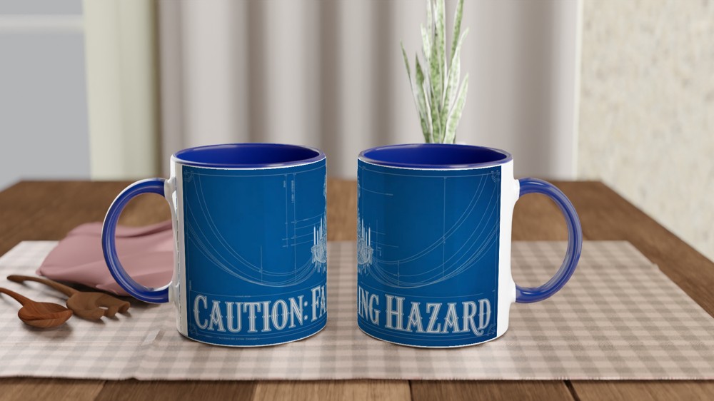 Caution Falling Hazard Chandelier Blueprint Mug — view 4