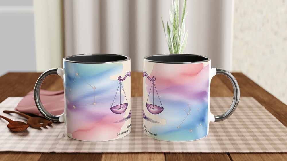 Libra Zodiac Traits Watercolour Balance Scales Mug — view 9