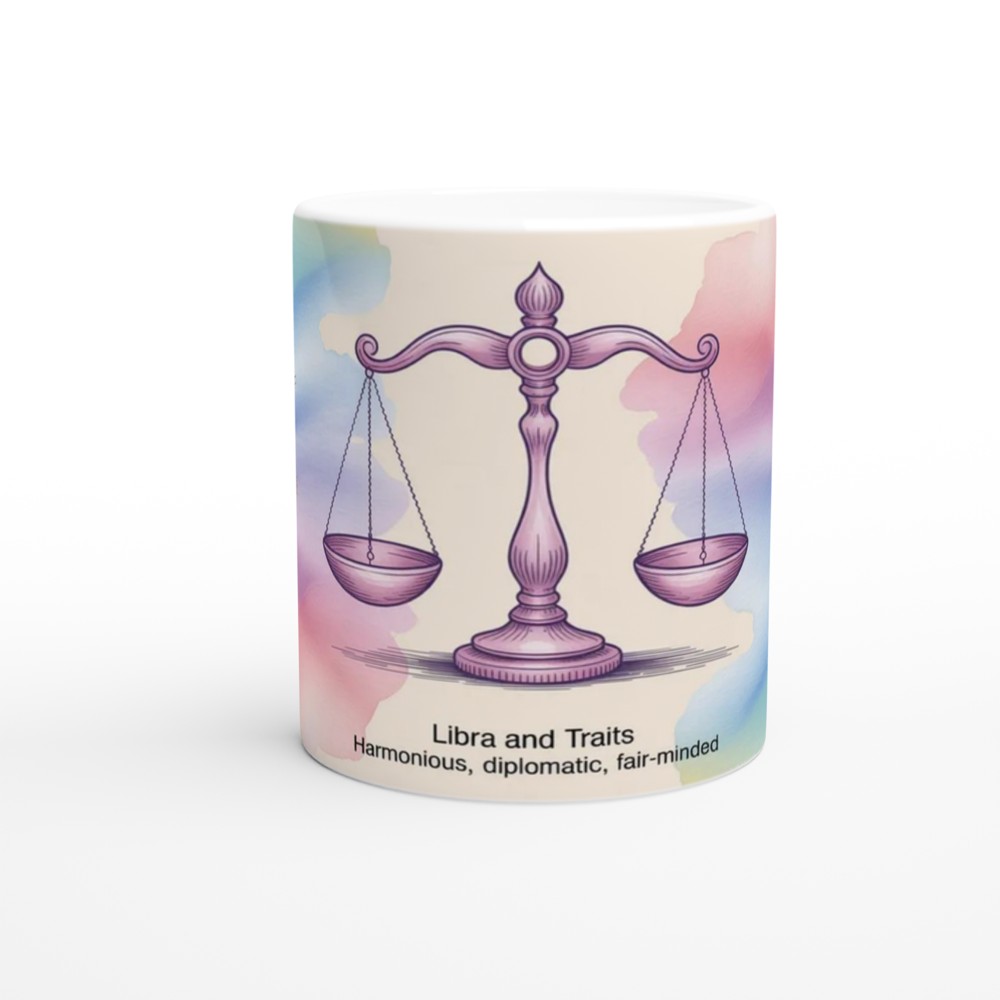 Libra Zodiac Traits Watercolour Balance Scales Mug — view 11