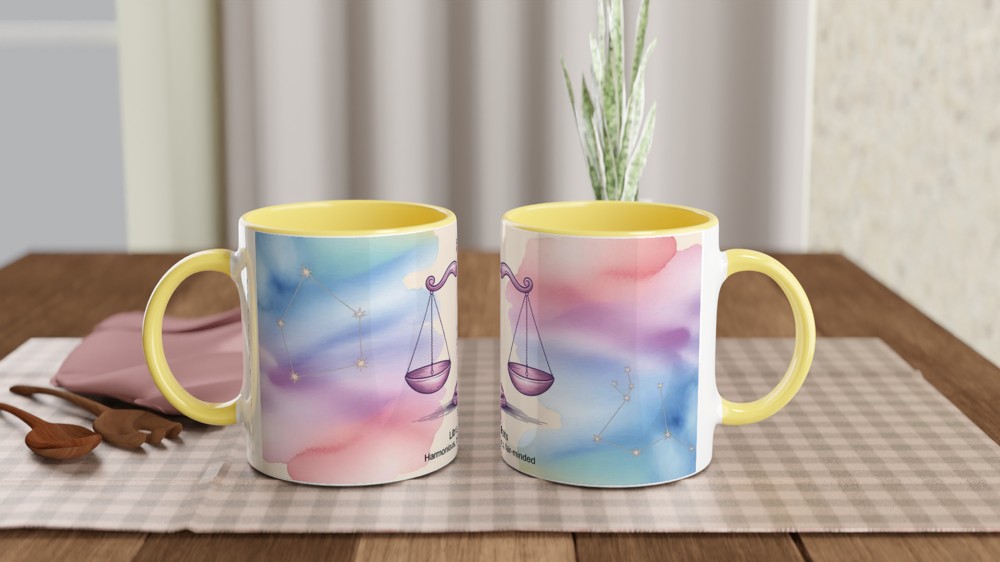 Libra Zodiac Traits Watercolour Balance Scales Mug — view 8
