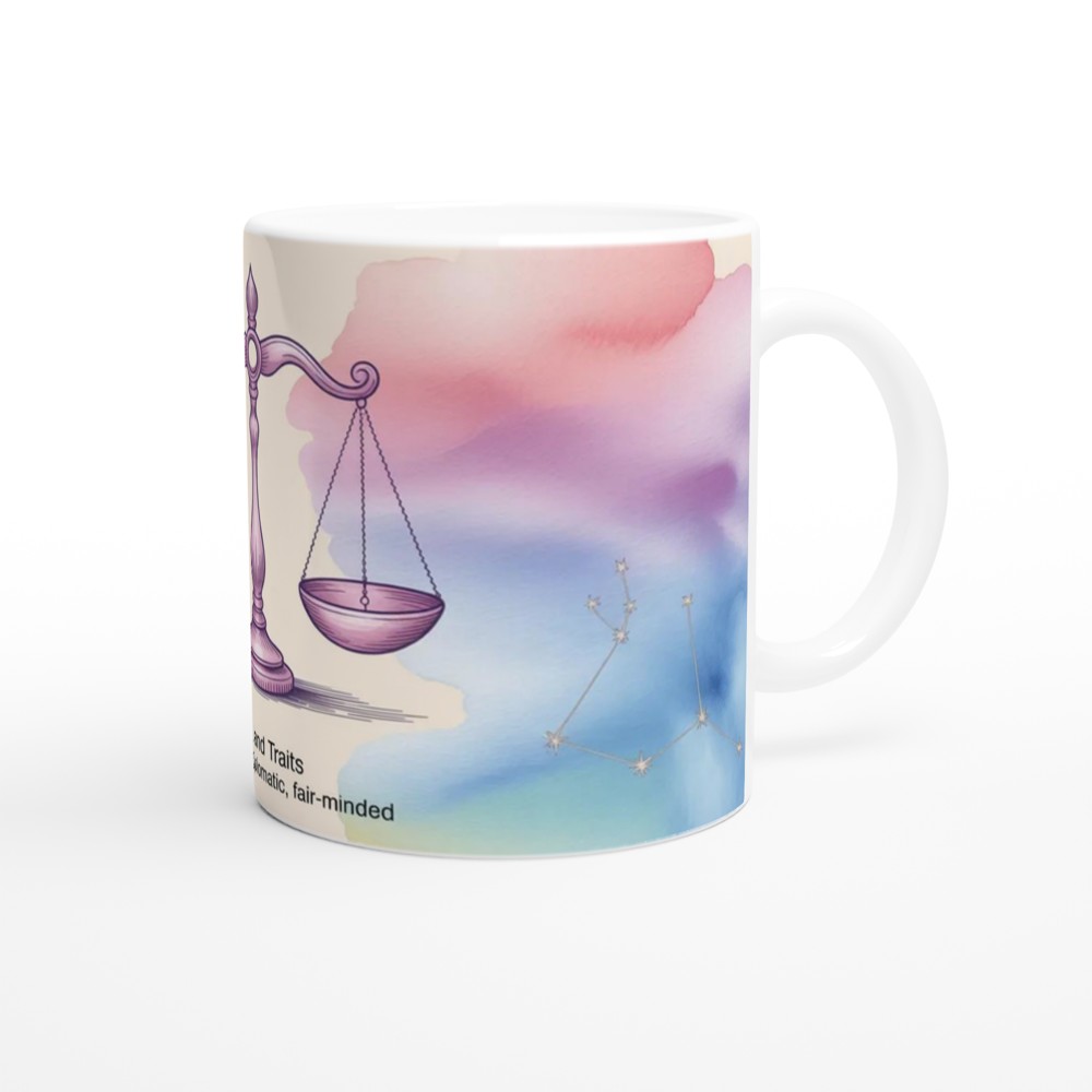 Libra Zodiac Traits Watercolour Balance Scales Mug — view 12