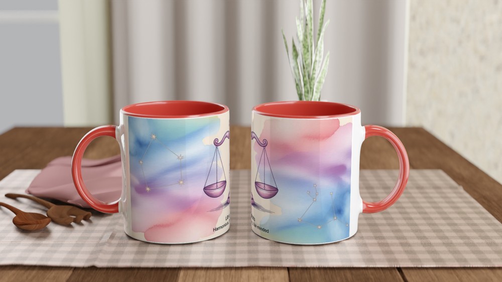Libra Zodiac Traits Watercolour Balance Scales Mug — view 7