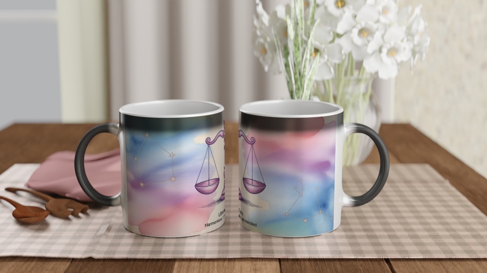 Libra Zodiac Traits Watercolour Balance Scales Mug — view 3