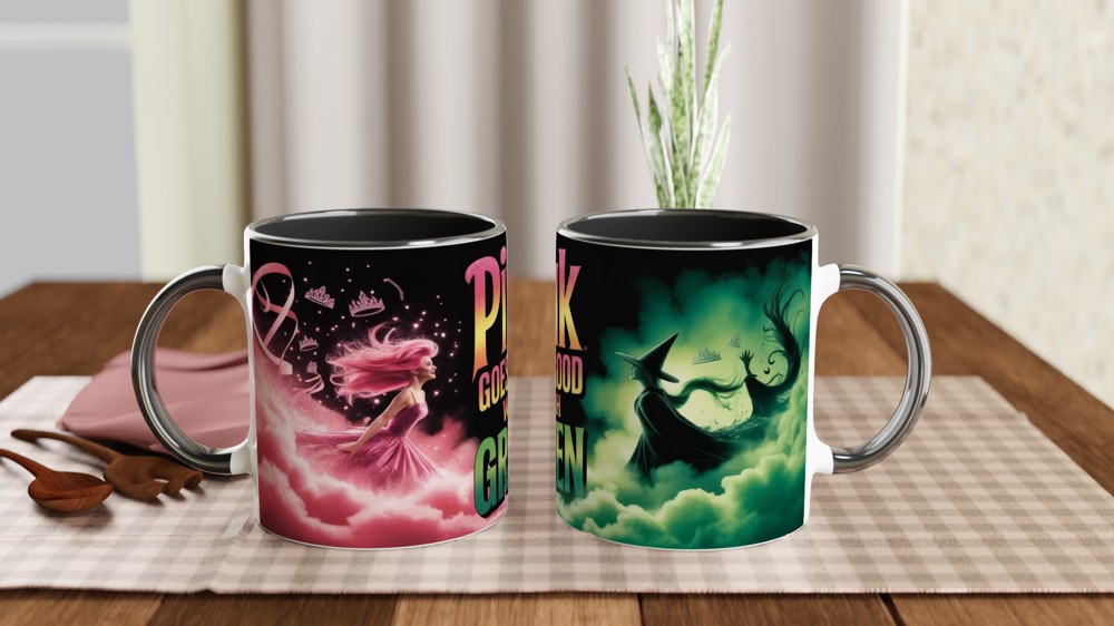 Pink Goes Good With Green - Witch and Princess Mug — view 9