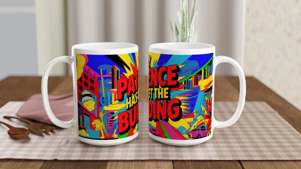 My Patience Has Left The Building Comic Pop Art Mug — view 2