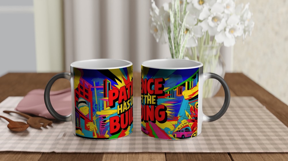 My Patience Has Left The Building Comic Pop Art Mug — view 3