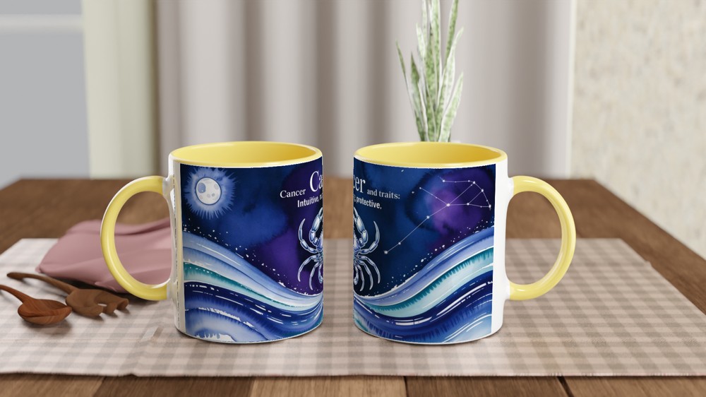 Cancer Zodiac Mug | Astrology Birthday Gift | Watercolor Crab Mug | Gift for Cancer Friend — view 8