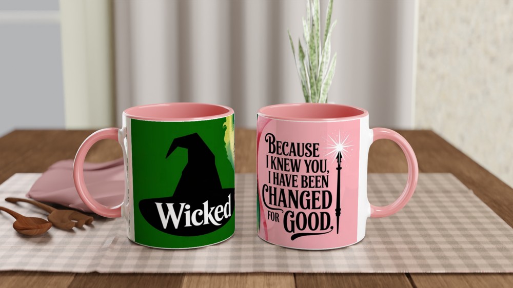 Wicked Mug | 'Changed For Good' Quote | Musical Theatre Gift | Best Friend Present | Emerald and Pink Theatre Lover Gift — view 6