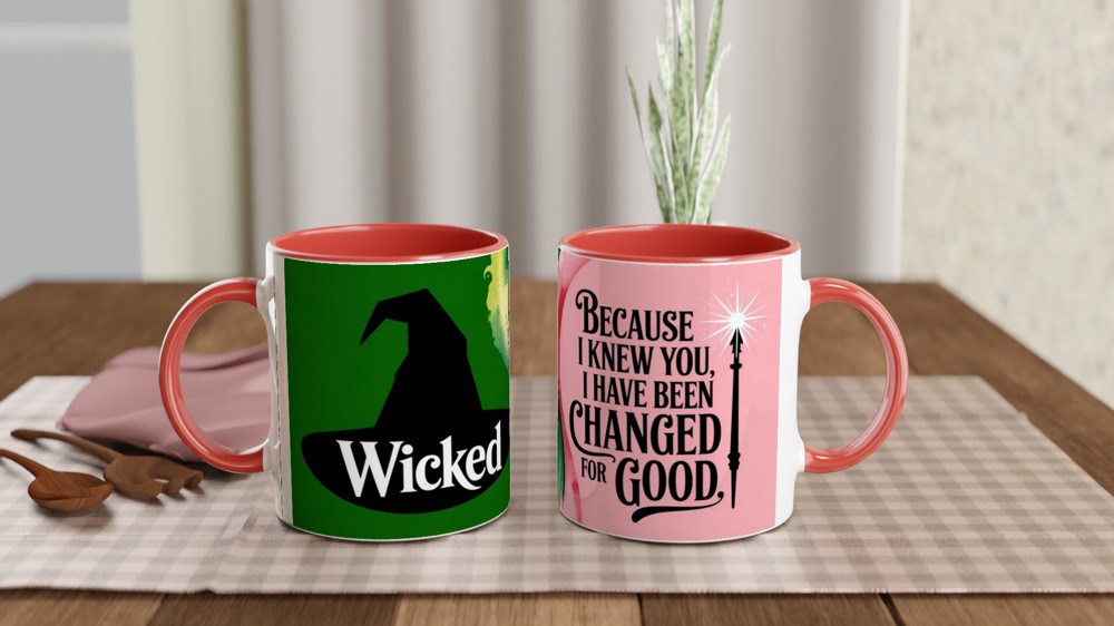 Wicked Mug | 'Changed For Good' Quote | Musical Theatre Gift | Best Friend Present | Emerald and Pink Theatre Lover Gift — view 7