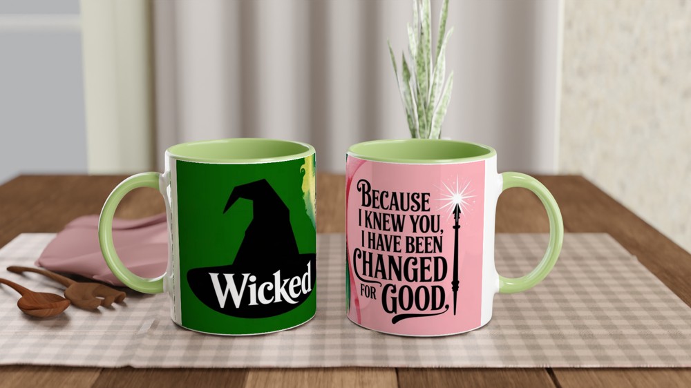 Wicked Mug | 'Changed For Good' Quote | Musical Theatre Gift | Best Friend Present | Emerald and Pink Theatre Lover Gift — view 5