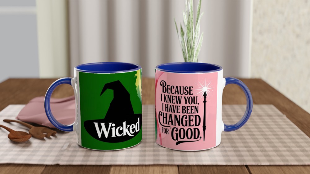 Wicked Mug | 'Changed For Good' Quote | Musical Theatre Gift | Best Friend Present | Emerald and Pink Theatre Lover Gift — view 4