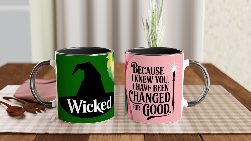 Wicked Mug | 'Changed For Good' Quote | Musical Theatre Gift | Best Friend Present | Emerald and Pink Theatre Lover Gift — view 9