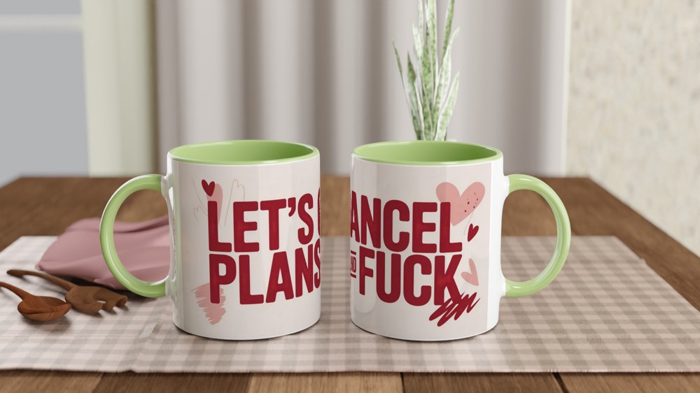 Funny Valentine Mug | Let's Cancel Plans and Fuck Quote | Rude Anniversary Gift for Husband or Wife | Cheeky Couple Mug Present — view 5