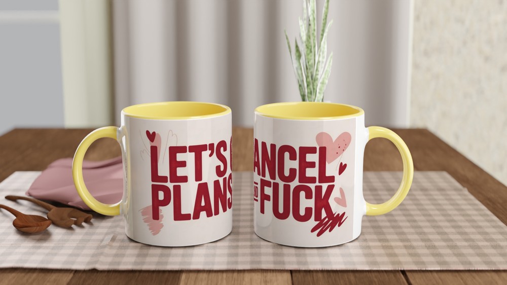 Funny Valentine Mug | Let's Cancel Plans and Fuck Quote | Rude Anniversary Gift for Husband or Wife | Cheeky Couple Mug Present — view 8