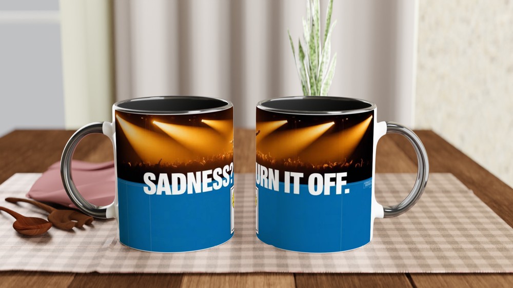 Sadness Turn It Off Smiley Switch Motivational Mug — view 9