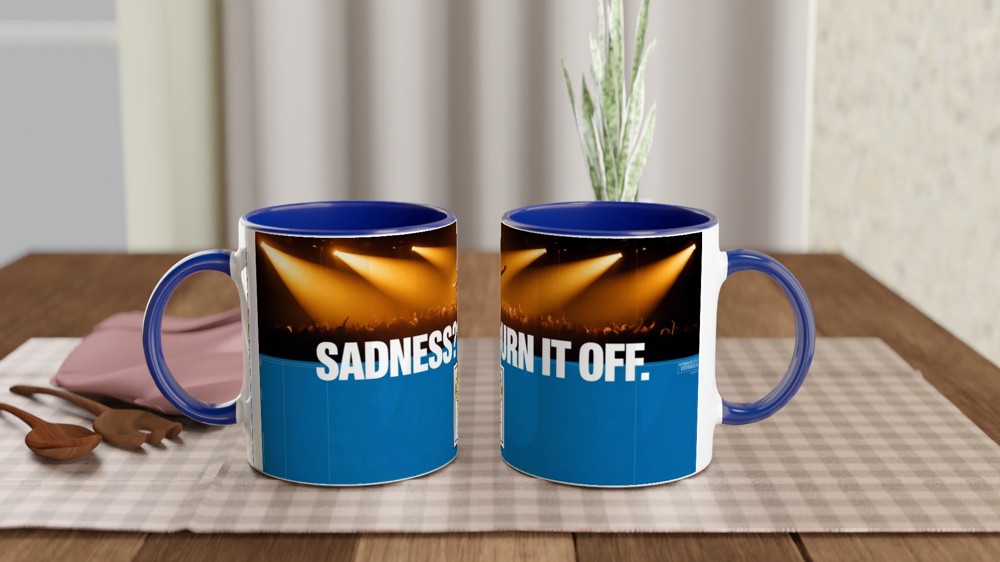 Sadness Turn It Off Smiley Switch Motivational Mug — view 4