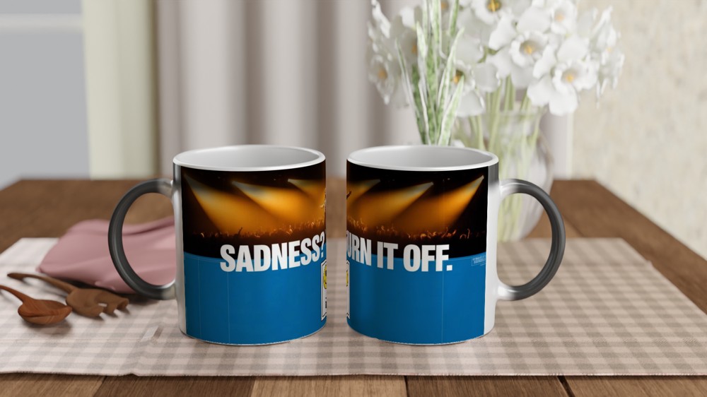 Sadness Turn It Off Smiley Switch Motivational Mug — view 3
