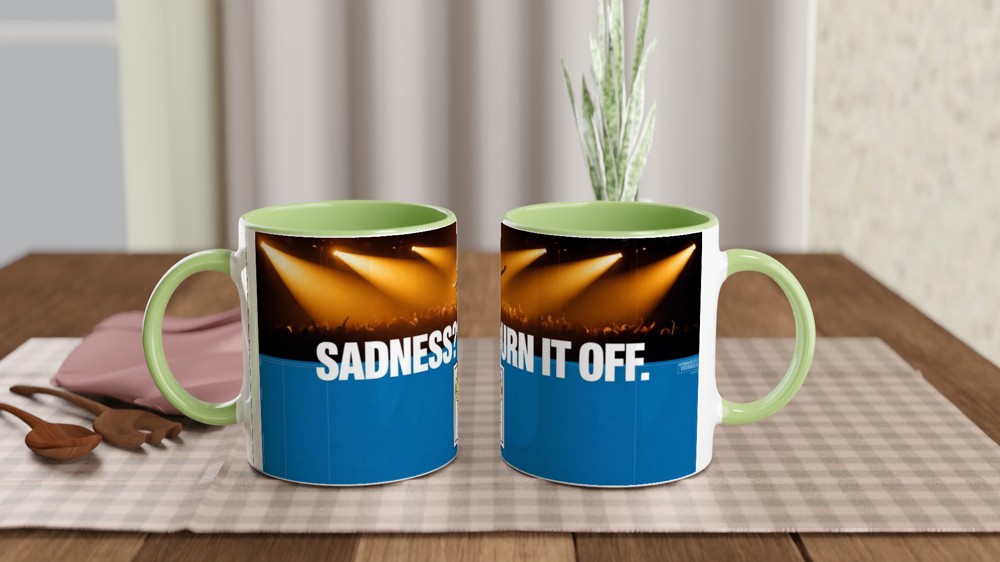 Sadness Turn It Off Smiley Switch Motivational Mug — view 5