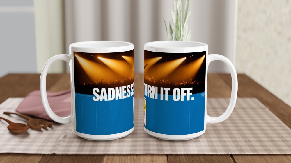 Sadness Turn It Off Smiley Switch Motivational Mug — view 2