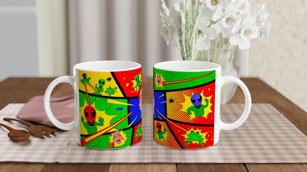 Pop Art Comic Book Aliens and Frogs Retro Panel Design