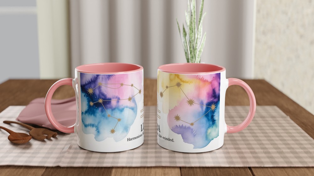 Libra Zodiac Mug | Celestial Astrology Gift | Birthday Present for Her and Him — view 6