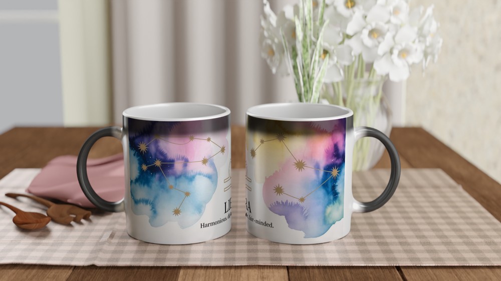 Libra Zodiac Mug | Celestial Astrology Gift | Birthday Present for Her and Him — view 3