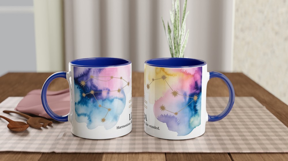 Libra Zodiac Mug | Celestial Astrology Gift | Birthday Present for Her and Him — view 4