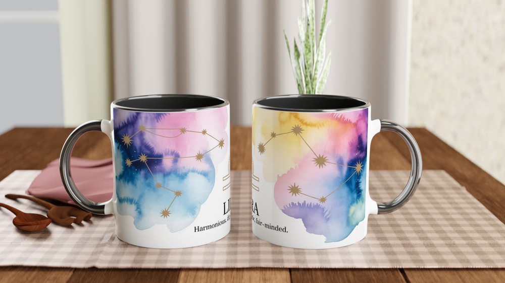 Libra Zodiac Mug | Celestial Astrology Gift | Birthday Present for Her and Him — view 9