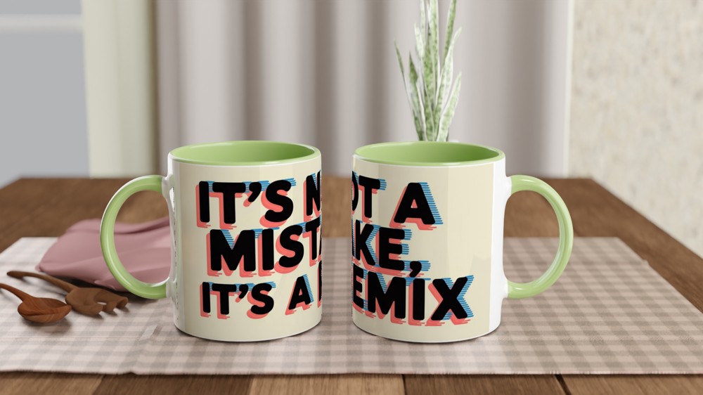 Positivity Mug | It's Not a Mistake It's a Remix | Fun Typography Gift | Birthday Present for Best Friend or Colleague — view 5