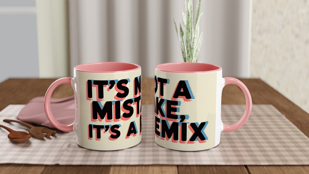 Positivity Mug | It's Not a Mistake It's a Remix | Fun Typography Gift | Birthday Present for Best Friend or Colleague — view 6