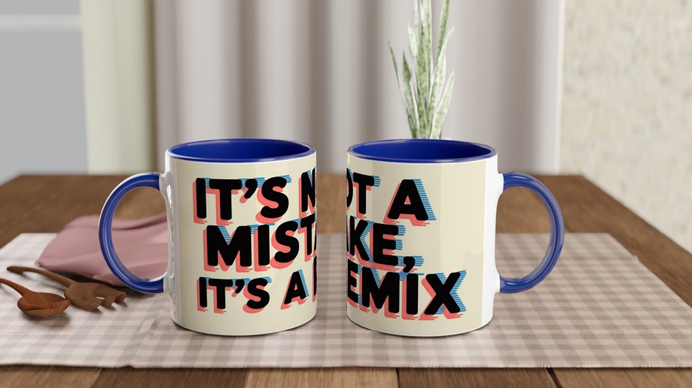 Positivity Mug | It's Not a Mistake It's a Remix | Fun Typography Gift | Birthday Present for Best Friend or Colleague — view 4